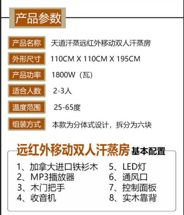 移動(dòng)汗蒸房產(chǎn)品參數(shù)